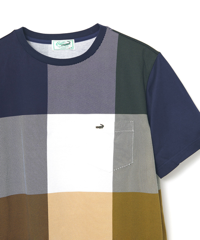 クロコダイルタータン パネルチェック Tシャツ