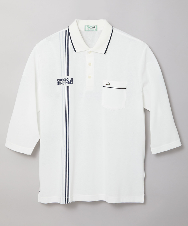 シルケット ラインプリント ポロシャツ