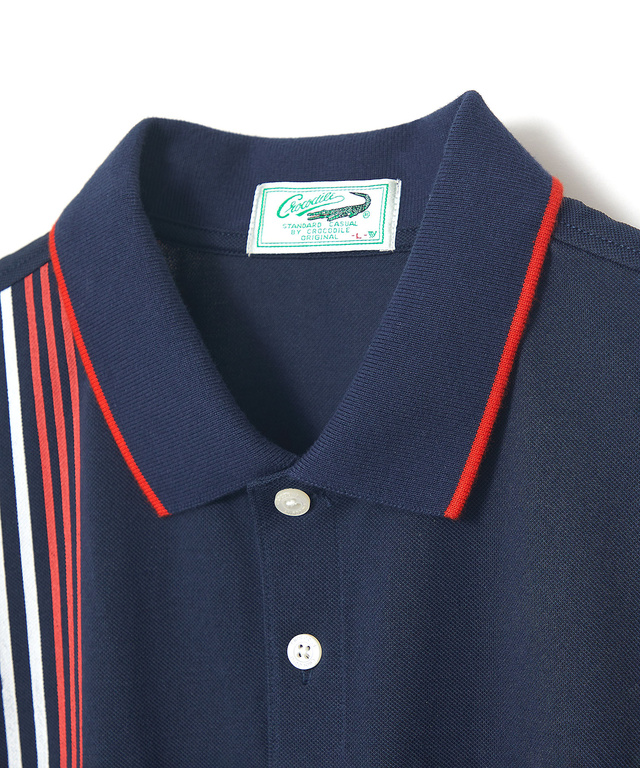 シルケット ラインプリント ポロシャツ