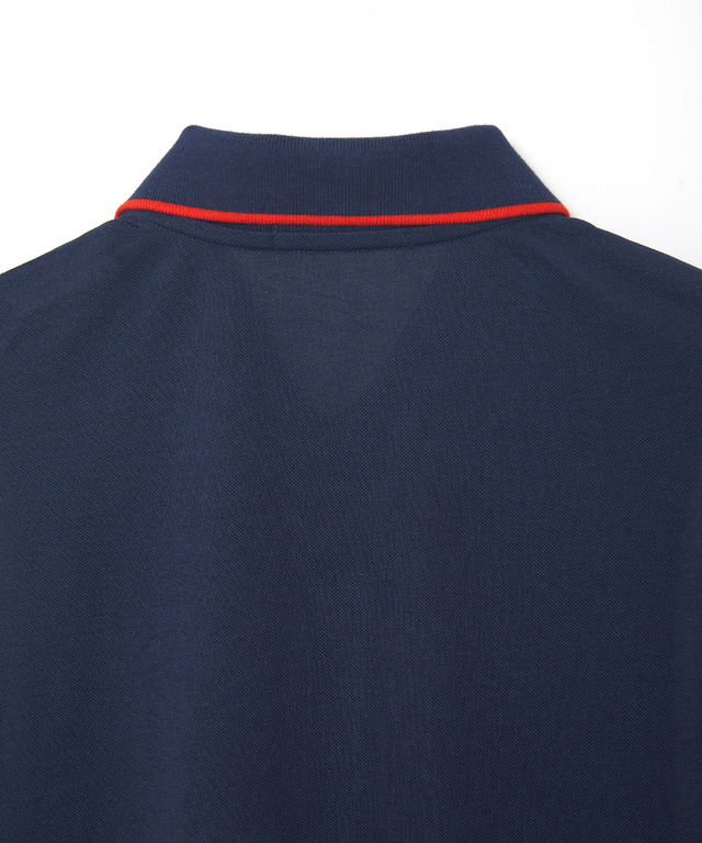 シルケット ラインプリント ポロシャツ