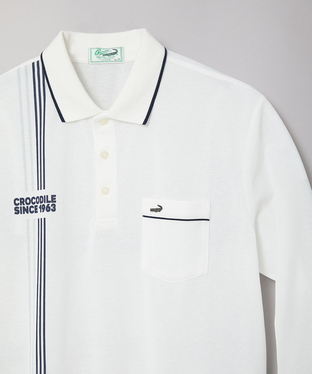 シルケット ラインプリント ポロシャツ