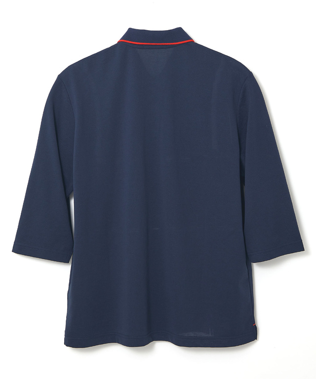 シルケット ラインプリント ポロシャツ