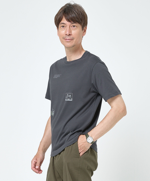 スタンププリント プレーティング Tシャツ
