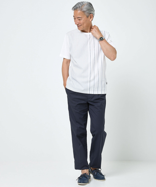 スノーコットン マルチストライプ Tシャツ【接触冷感】