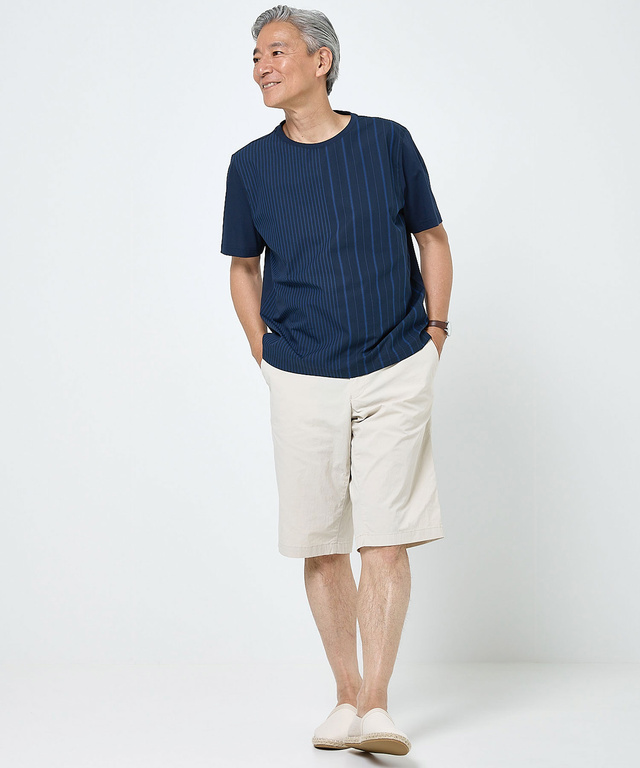 スノーコットン マルチストライプ Tシャツ【接触冷感】