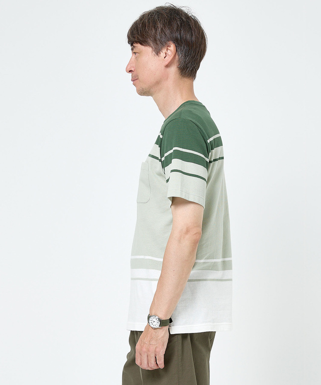 鹿の子調 パネルボーダー Tシャツ