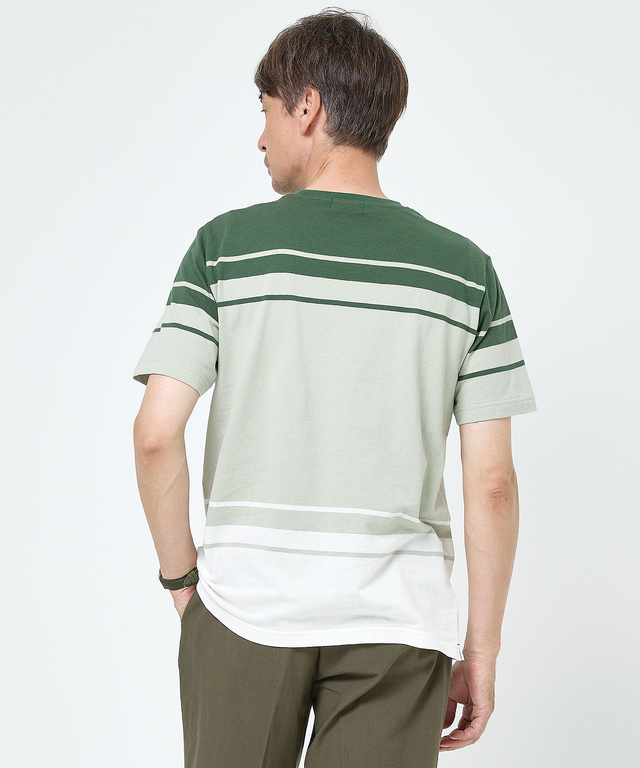 鹿の子調 パネルボーダー Tシャツ