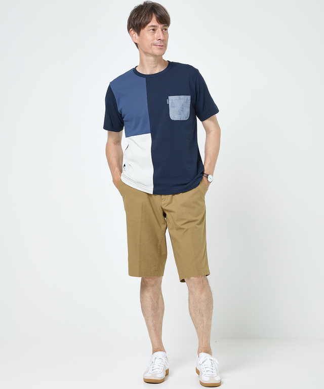 鹿の子 ブロック配色 Tシャツ【吸汗速乾】