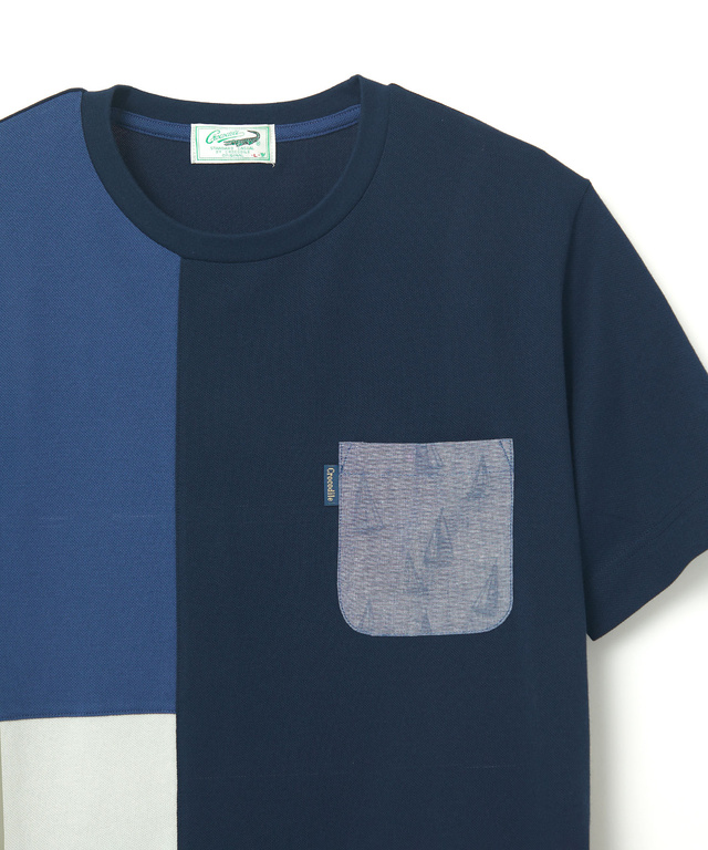 鹿の子 ブロック配色 Tシャツ【吸汗速乾】