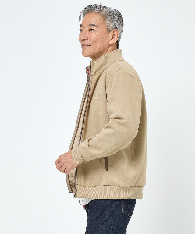 合成皮革パイピング ジップ ブルゾン