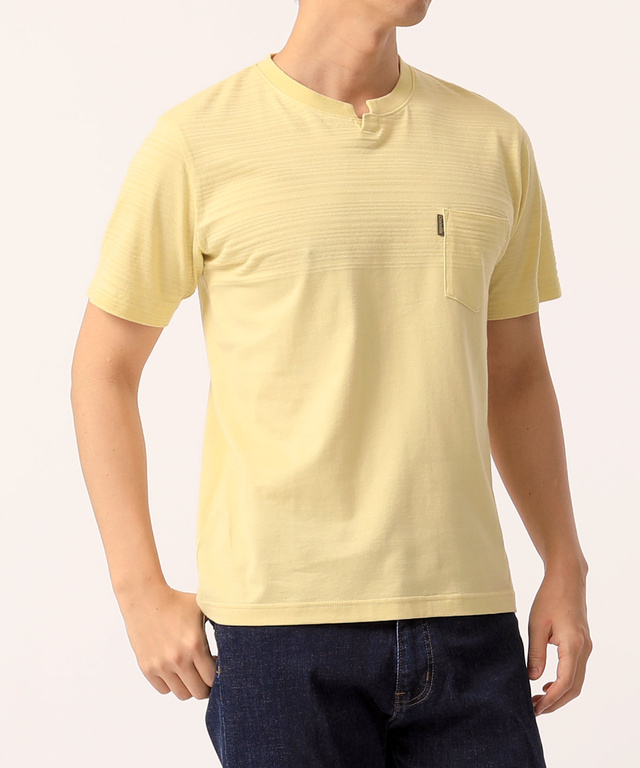 変形編み柄ヘンリーTシャツ
