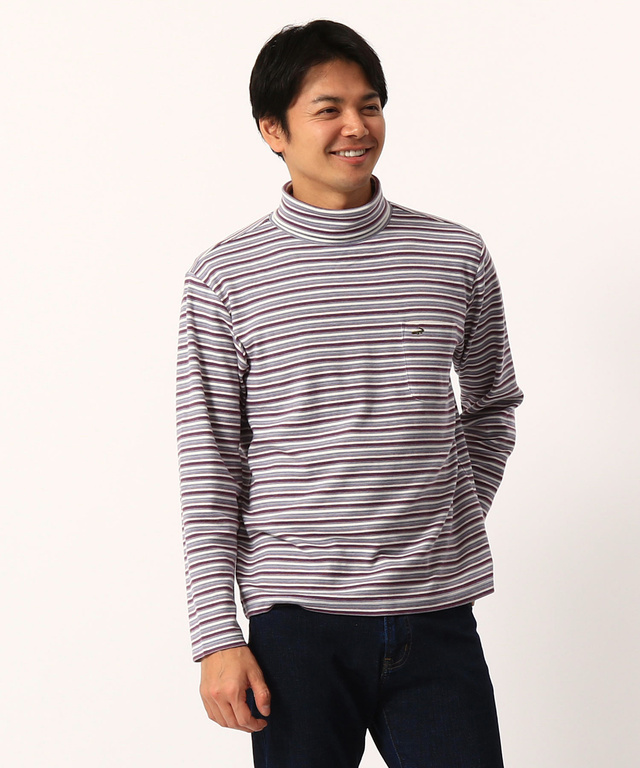 ボーダータートルネックTシャツ