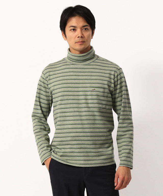 ボーダータートルネックTシャツ