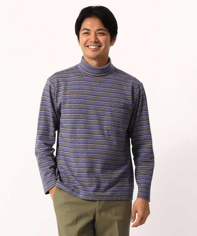 ボーダータートルネックTシャツ