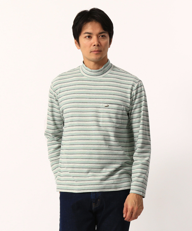ボーダーハイネックTシャツ