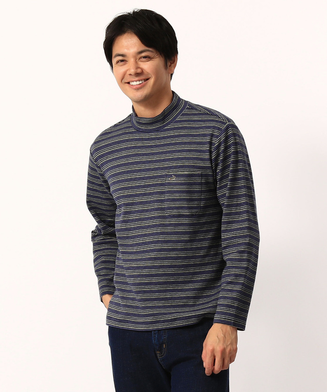 ボーダーハイネックTシャツ
