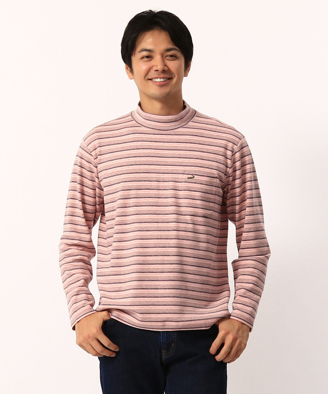 ボーダーハイネックTシャツ
