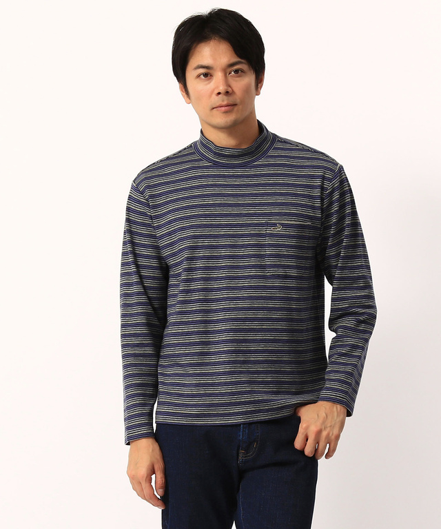 ボーダーハイネックTシャツ