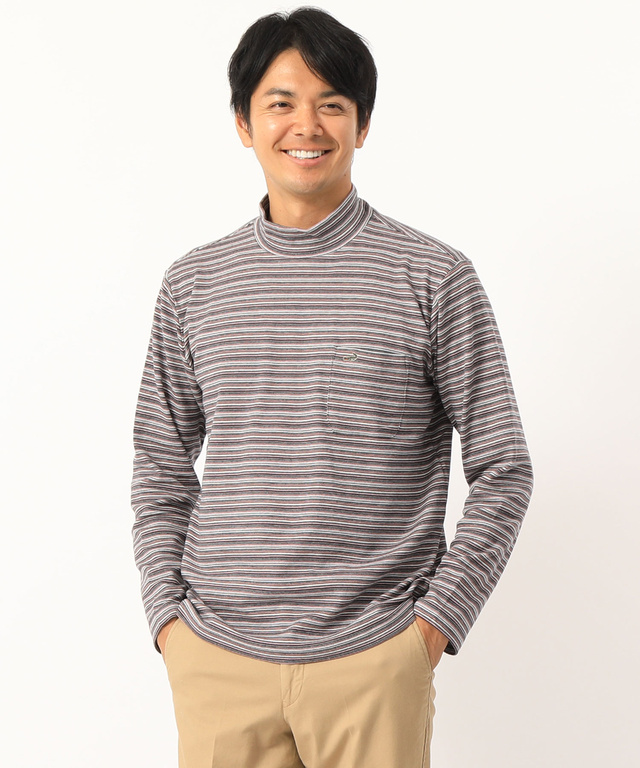ボーダーハイネックTシャツ