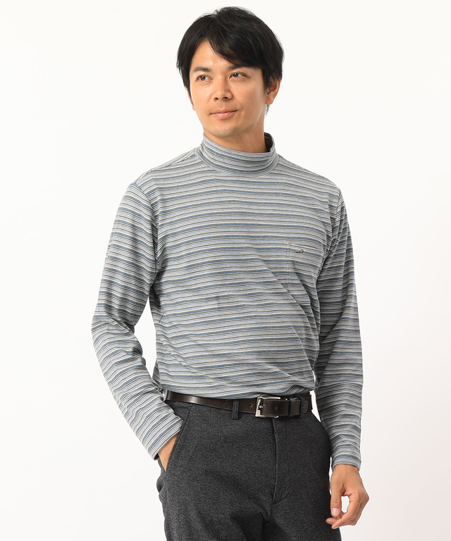 ボーダーハイネックTシャツ