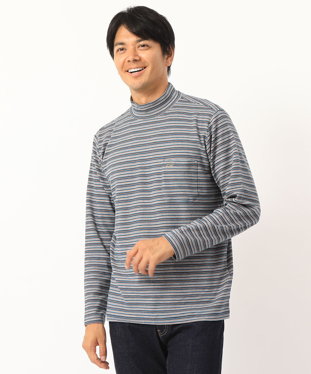 ボーダーハイネックTシャツ