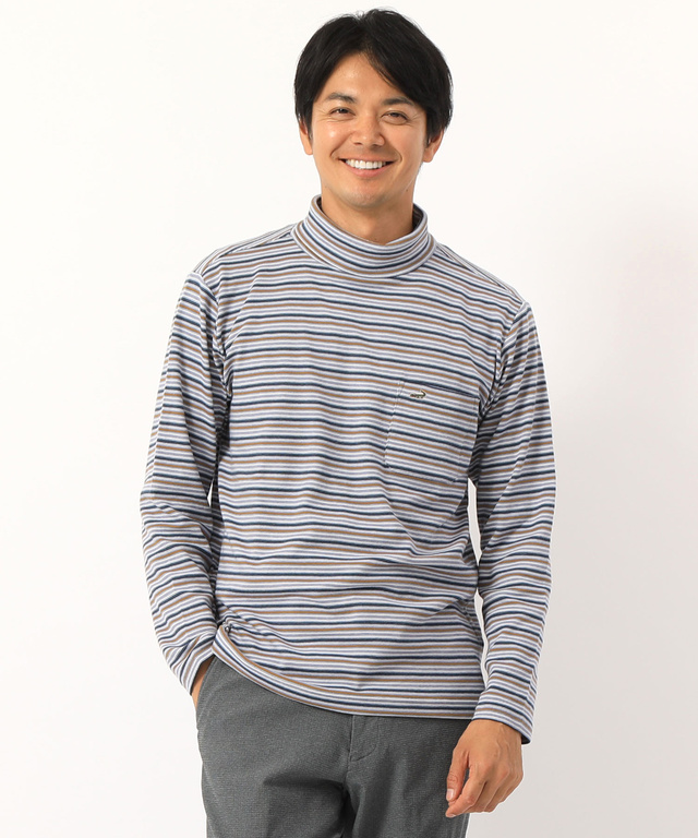 ボーダータートルネックTシャツ