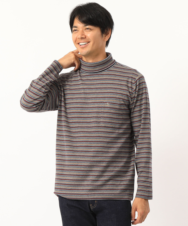 ボーダータートルネックTシャツ