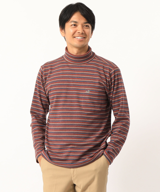 ボーダータートルネックTシャツ