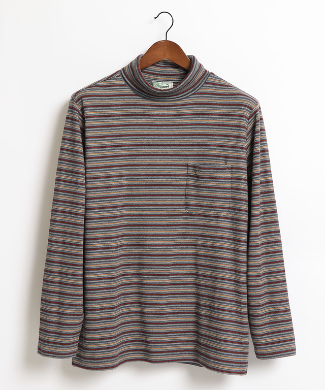 ボーダータートルネックTシャツ