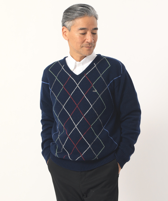 メンズ ダイヤ柄vネックニット通販 1603 008 クロコダイル Crocodile 公式通販サイト