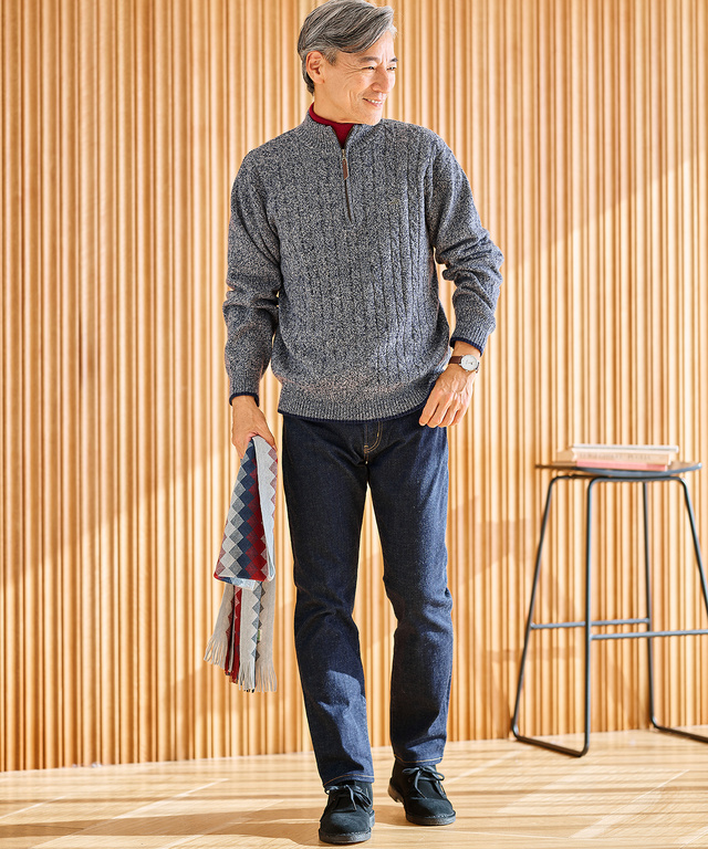 ハイゲージ タートルネック ニット【手洗いOK】