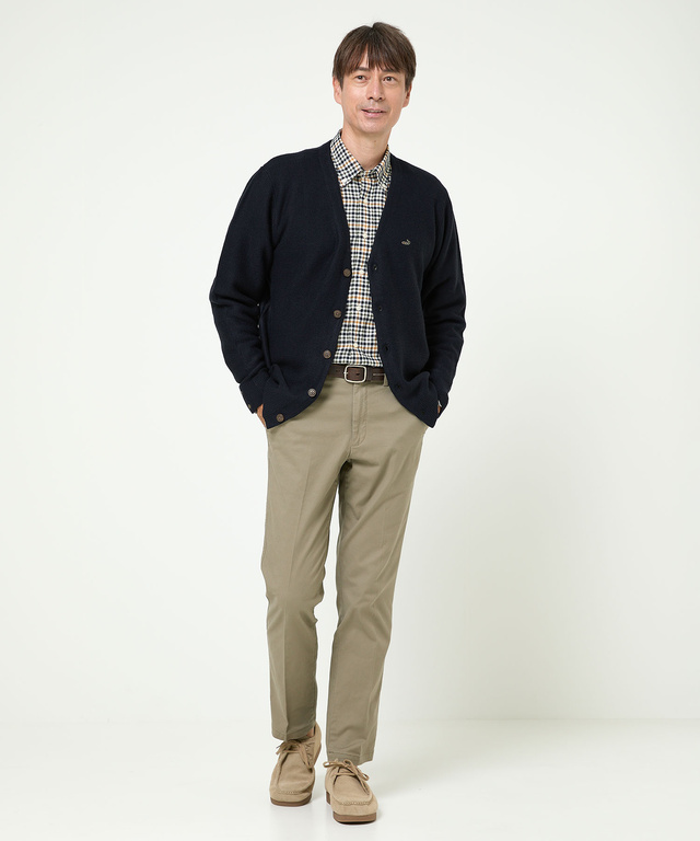 クロコダイルタータン カフス仕立て カーディガン【手洗いOK】