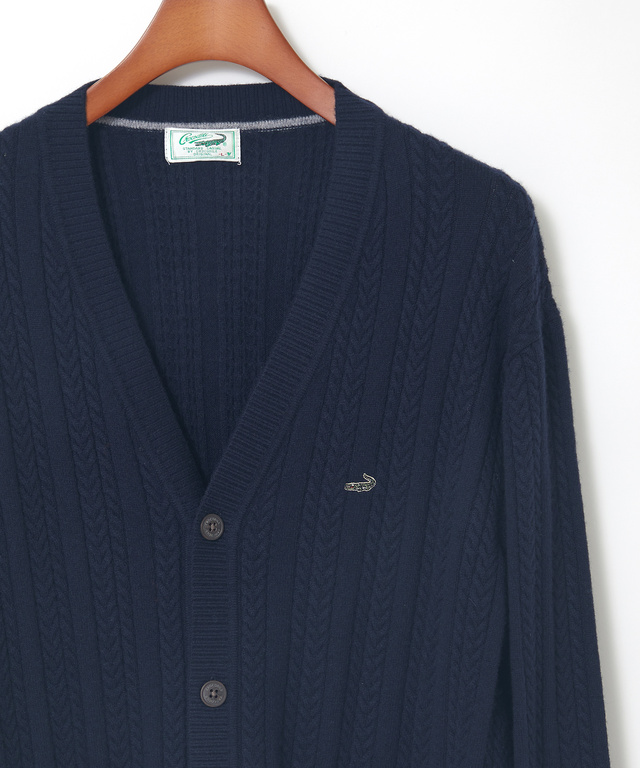 ケーブルニット  Vネック カーディガン【手洗いOK】
