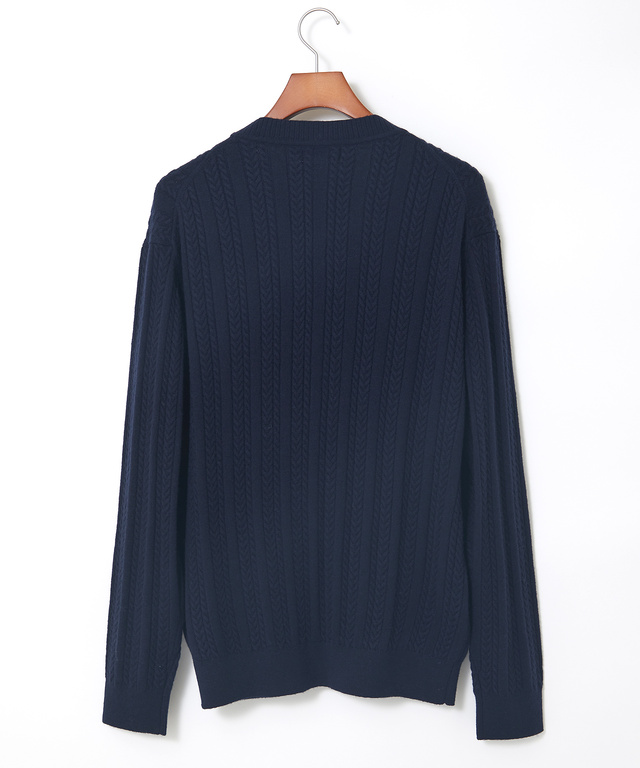 ケーブルニット  Vネック カーディガン【手洗いOK】