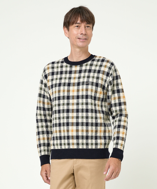 クロコダイルタータン クルーネック セーター