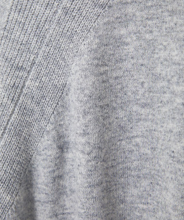 ウールブレンド 地柄 ヘンリーネック ニット【手洗いOK】