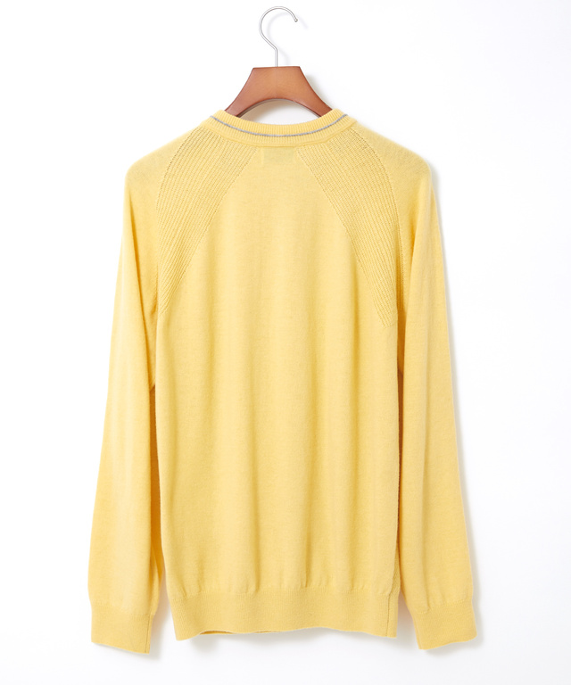 ウールブレンド 地柄 ヘンリーネック ニット【手洗いOK】