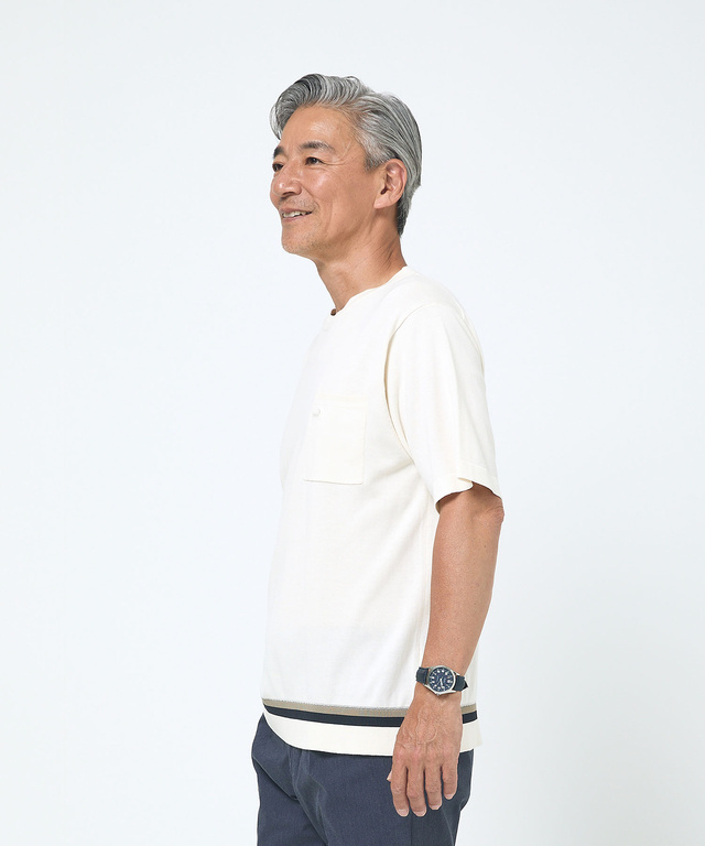 ラインデザイン ニット Tシャツ【接触冷感】【手洗いOK】