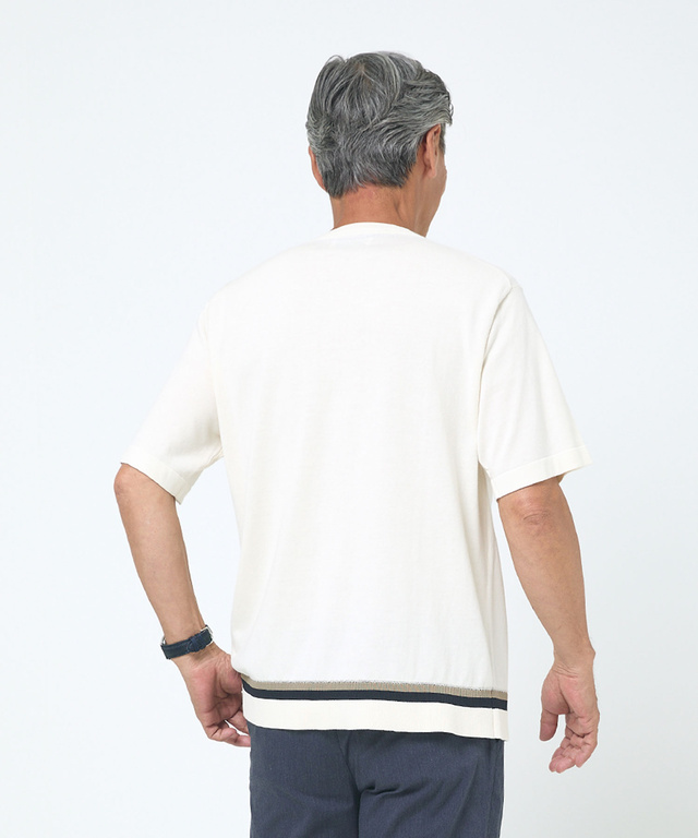 ラインデザイン ニット Tシャツ【接触冷感】【手洗いOK】