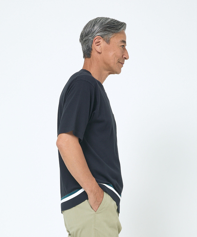 ラインデザイン ニット Tシャツ【接触冷感】【手洗いOK】