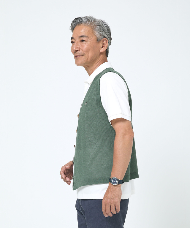 Vネック 前開き ベスト