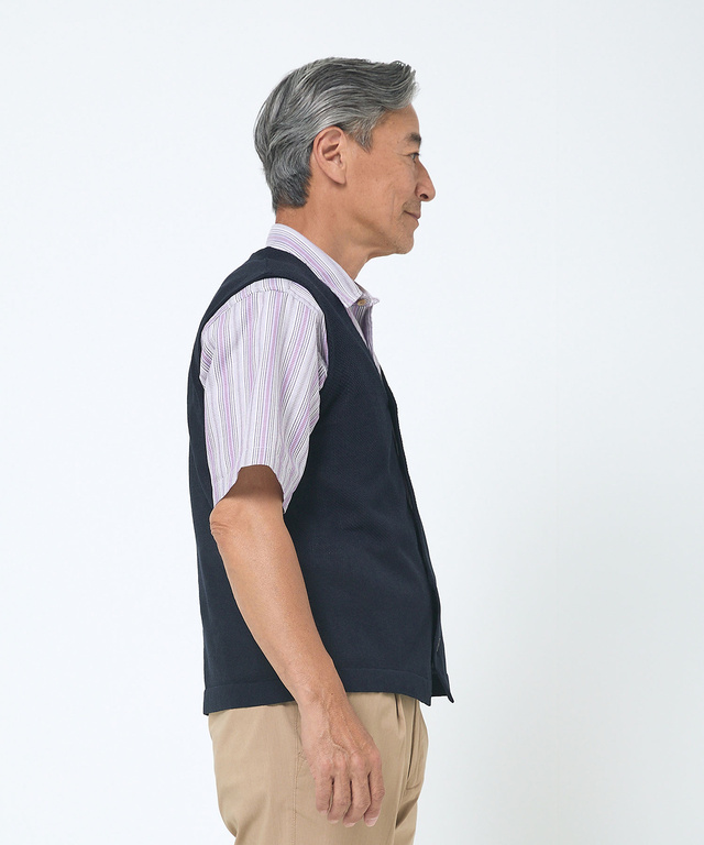 Vネック 前開き ベスト