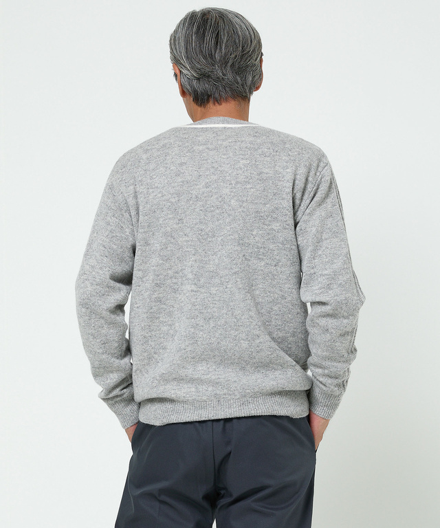 襟配色 Vネック ニット【手洗いOK】