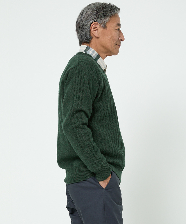 襟配色 Vネック ニット【手洗いOK】