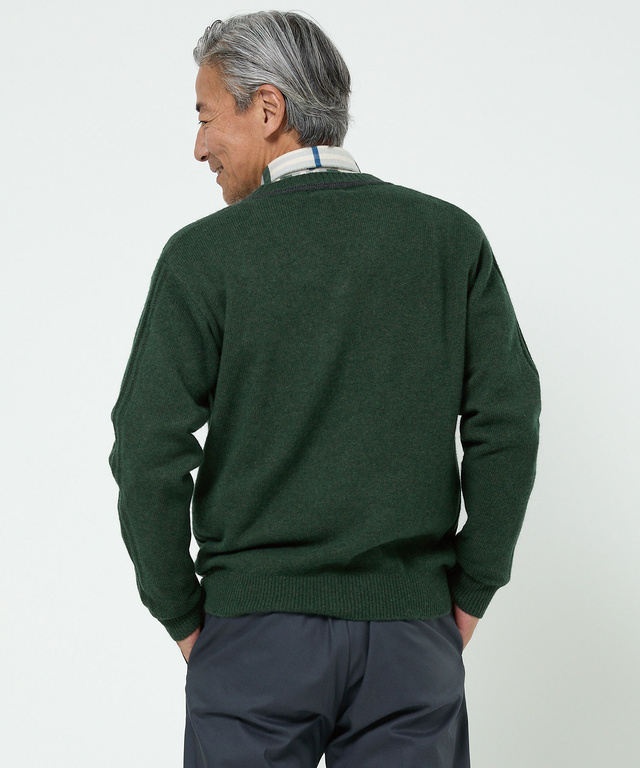 襟配色 Vネック ニット【手洗いOK】