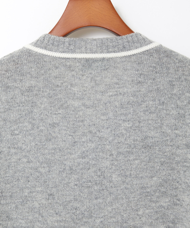 襟配色 Vネック ニット【手洗いOK】