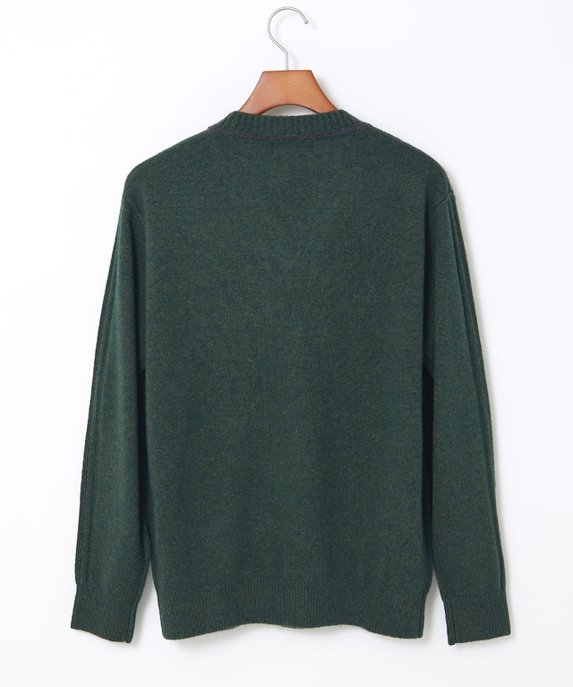 襟配色 Vネック ニット【手洗いOK】