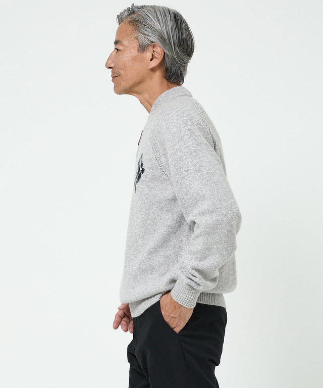 ハーフジップ 配色 ニット