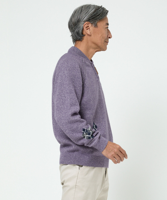 ハーフジップ 配色 ニット