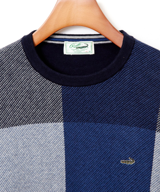 ブロックチェック柄 配色 ニット【手洗いOK】